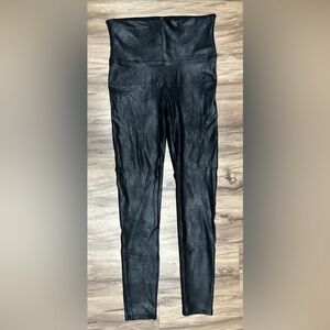 SPANX Faux Leather Black Shaping Slimming High Waist Leggings Women’s Large